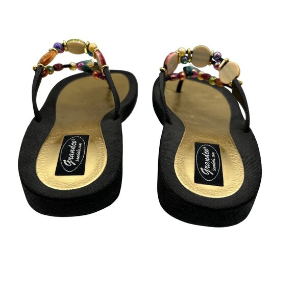 Grandco NEW Thong Sandals Womens 10 Flip Flops Rainbow Beaded Artsy Beach Pool - Picture 7 of 11